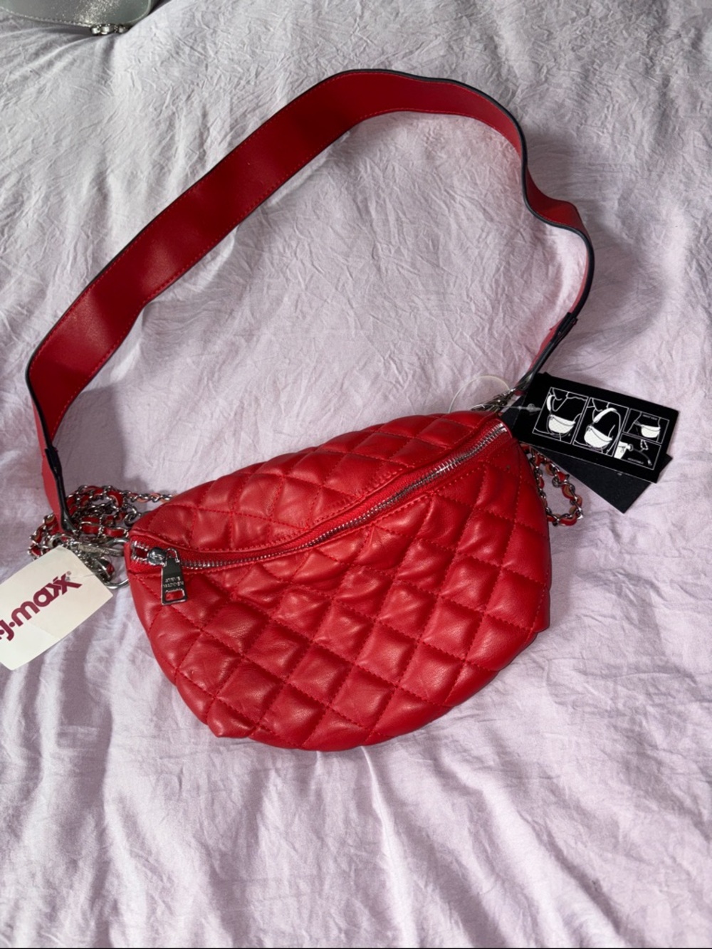 Steve Madden Red Quilted Crossbody Belt Bag